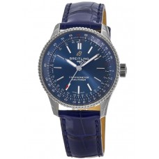 Breitling Navitimer Automatic 35 Blue Dial Leather Strap Women's Replica Watch A17395161C1P2