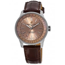 Breitling Navitimer Automatic 35 Copper Dial Brown Leather Strap Women's Replica Watch A17395201K1P1