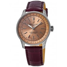 Breitling Navitimer Automatic 35 Copper Dial Burgundy Leather Strap Women's Replica Watch A17395201K1P3