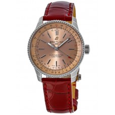 Breitling Navitimer Automatic 35 Copper Dial Red Leather Strap Women's Replica Watch A17395201K1P4