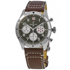Breitling Classic Avi Chronograph 42 Curtiss Warhawk Green Dial Leather Strap Men's Replica Watch A233802A1L1X1