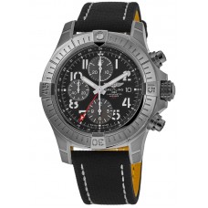 Breitling Avenger Chronograph GMT 45 Black Dial Leather Strap Men's Replica Watch A24315101B1X1
