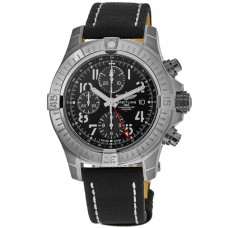 Breitling Avenger Chronograph GMT 45 Black Dial Leather Strap Men's Replica Watch A24315101B1X2