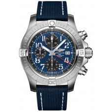 Breitling Avenger Chronograph GMT 45 Blue Dial Leather Strap Men's Replica Watch A24315101C1X1