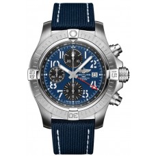 Breitling Avenger Chronograph GMT 45 Blue Dial Leather Strap Men's Replica Watch A24315101C1X2
