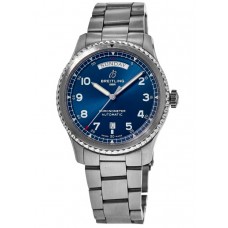 Breitling Aviator 8 Automatic Day &amp; Date 41 Blue Dial Stainless Steel A45330101C1A1 Men's Replica Watch A45330101C1A1-PO