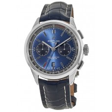 Breitling Premier B01 Chronograph 42 Blue Dial Blue Leather Strap Men's Replica Watch AB0118221C1P1