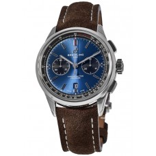 Breitling Premier B01 Chronograph 42 Blue Dial Brown Leather Strap Men's Replica Watch AB0118221C1X1