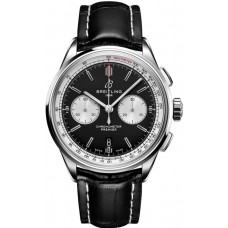 Breitling Premier B01 Chronograph 42 Black Dial Leather Strap Men's Replica Watch AB0118371B1P1