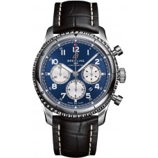 Breitling Aviator 8 B01 Chronograph 43 Blue Dial Black Leather Strap Men's Replica Watch AB0119131C1P1