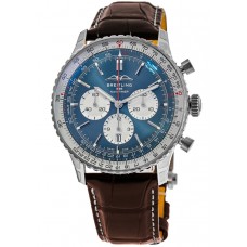 Breitling Navitimer B01 Chronograph 46 Blue Dial Leather Strap Men's Replica Watch AB0137211C1P1