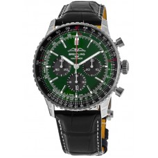 Breitling Navitimer B01 Chronograph 46 Green Dial Leather Strap Men's Replica Watch AB0137241L1P1