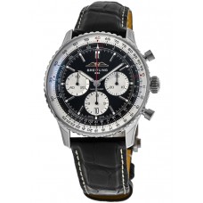 Breitling Navitimer B01 Chronograph 43 Black Dial Leather Strap Men's Replica Watch AB0138211B1P1