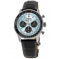 Breitling Navitimer B01 Chronograph 43 Ice Blue Dial Leather Strap Men's Replica Watch AB0138241C1P1