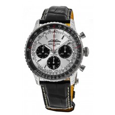 Breitling Navitimer B01 Chronograph 43 Silver Dial Leather Strap Men's Replica Watch AB0138241G1P1