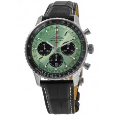 Breitling Navitimer B01 Chronograph 43 Green Dial Leather Strap Men's Replica Watch AB0138241L1P1