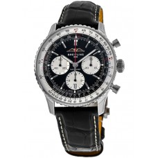 Breitling Navitimer B01 Chronograph 41 Black Dial Leather Strap Men's Replica Watch AB0139211B1P1