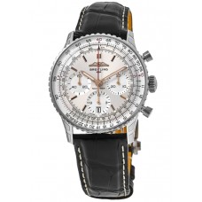 Breitling Navitimer B01 Chronograph 41 Silver Dial Leather Strap Men's Replica Watch AB0139211G1P2