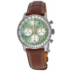 Breitling Navitimer B01 Chronograph 41 Mint Green Dial Leather Strap Men's Replica Watch AB0139211L1P1