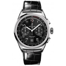 Breitling Premier B01 Chronograph 42 Black Dial Leather Strap Men's Replica Watch AB0145221B1P1