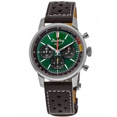 Breitling Top Time Ford Mustang Green Dial Leather Strap Men's Replica Watch AB01762A1L1X1