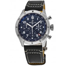 Breitling Super Avi B04 Chronograph GMT 46 Tribute to Vought F4U Corsair Blue Dial Leather Strap Men's Replica Watch AB04451A1C1X1