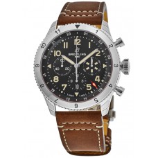 Breitling Super Avi B04 Chronograph GMT 46 P-51 Mustang Black Dial Leather Strap Men's Replica Watch AB04453A1B1X1