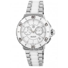 Tag Heuer Formula 1 Quartz Chronograph White Ceramic Diamond Dial Women's Replica Watch CAH1211.BA0863-SD
