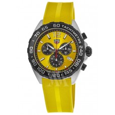 Tag Heuer Formula 1 Quartz Chronograph Yellow Dial Rubber Strap Men's Replica Watch CAZ101AM.FT8054