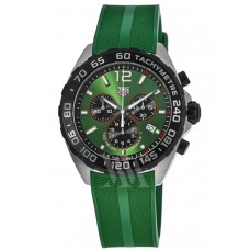 Tag Heuer Formula 1 Quartz Chronograph Green Dial Rubber Strap Men's Replica Watch CAZ101AP.FT8056