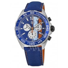 Tag Heuer Formula 1 Quartz Chronograph Gulf Special Edition Blue Dial Leather Strap Men's Replica Watch CAZ101N.FC8243