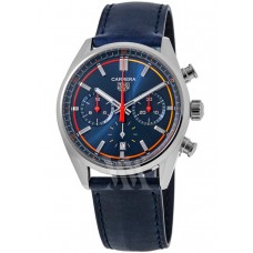 Tag Heuer Carrera Chronograph Blue Dial Leather Strap Men's Replica Watch CBN201D.FC6543