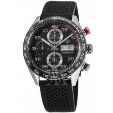 Tag Heuer Carrera Chronograph Day-Date Black Dial Rubber Strap Men's Replica Watch CBN2A1AA.FT6228