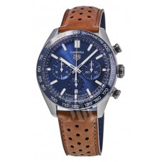 Tag Heuer Carrera Chronograph Automatic Blue Dial Leather Strap Men's Replica Watch CBN2A1A.FC6537