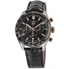Tag Heuer Carrera Chronograph Black Dial Leather Strap Men's Replica Watch CBN2A5A.FC6481