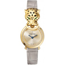Cartier Panthere Allongee Small Golden Dial Yellow Gold Leather Strap Women's Replica Watch HPI01297