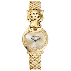 Cartier Panthere Allongee Small Gold Dial Diamond Yellow Gold Women's Replica Watch HPI01380