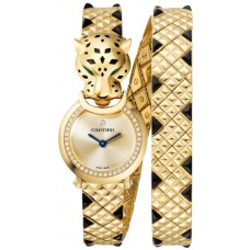 Cartier Panthere Allongee Gold Dial Diamond Yellow Gold Women's Replica Watch HPI01382