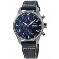 IWC Pilot's Chronograph Blue Dial Leather Strap Men's Replica Watch IW388101