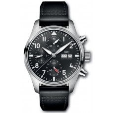 IWC Pilot's Chronograph Black Dial Leather Strap Men's Replica Watch IW388111