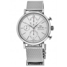 IWC Portofino Chronograph Silver Dial Mesh Bracelet  Men's Replica Watch IW391028