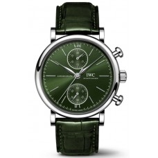 IWC Portofino Chronograph Green Dial Leather Strap Men's Replica Watch IW391405
