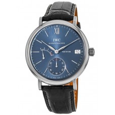 IWC Portofino Hand Wound Eight Days Blue Dial Leather Strap  Men's Replica Watch IW510106
