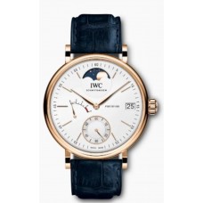 IWC Portofino Hand Wound Moon Phase White Dial Leather Strap Men's Replica Watch IW516409