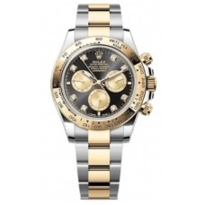 Rolex Cosmograph Daytona Stainless Steel and Yellow Gold Black and Golden Diamond-Set Dial Men's Replica Watch M126503-0002