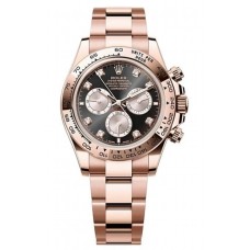 Rolex Cosmograph Daytona Rose Gold Black and Sundust Diamond-Set Dial Men's Replica Watch M126505-0002
