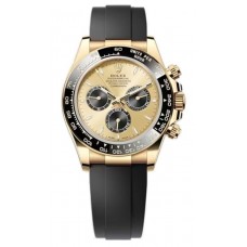 Rolex Cosmograph Daytona Yellow Gold Golden and Black Dial Oysterflex Men's Replica Watch M126518LN-0012