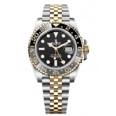 Rolex GMT Master ll Yellow Gold and Stainless Steel Black Dial Jubilee Bracelet Men's Replica Watch M126713GRNR-0001