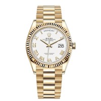 Rolex Day-Date Yellow Gold White Roman Dial Women's Replica Watch M128238-0076