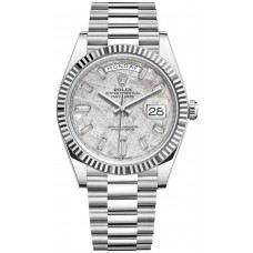 Rolex Day-Date 40 Platinum Meteorite Diamond Dial Men's Replica Watch M228236-0011